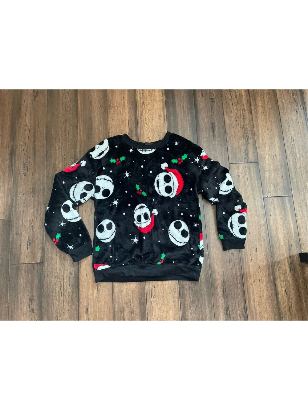 NBC Jack Skellington Plush Fleece Sweater Unisex L/XL - Disney Pullover Top